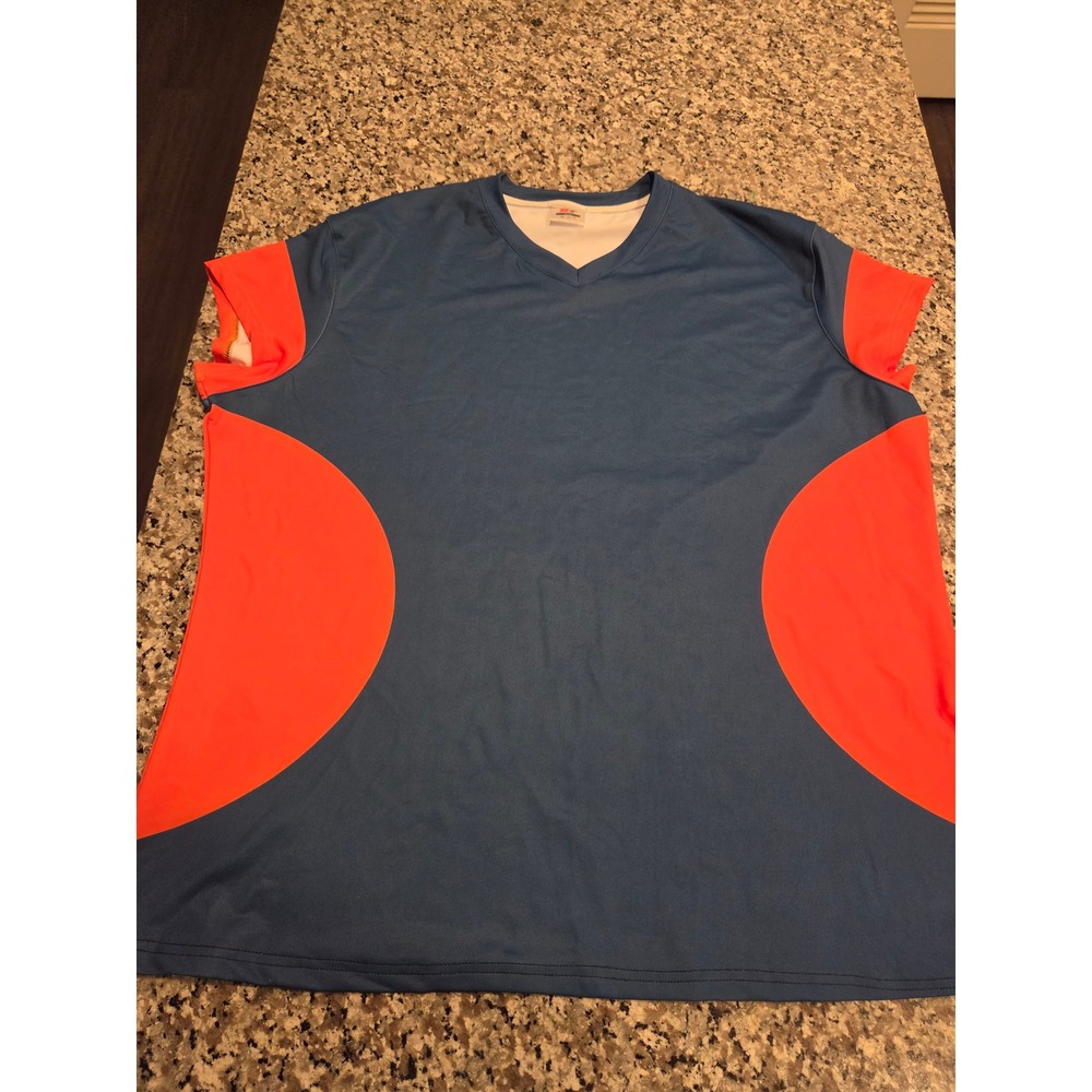 Sports Gear Swag Athletic Shirt Womens 2XL Blue Orange V-Neck Colorblock Tee